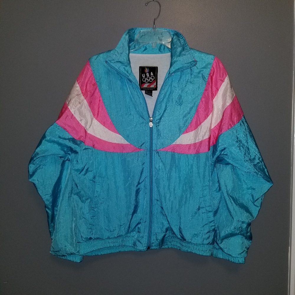 VTG U.S.A. Olympic windbreaker blue/pink/white size medium